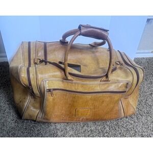 Orvis All Leather Medium Duffle bag travel heavy duty vintage 70s 22" weekender